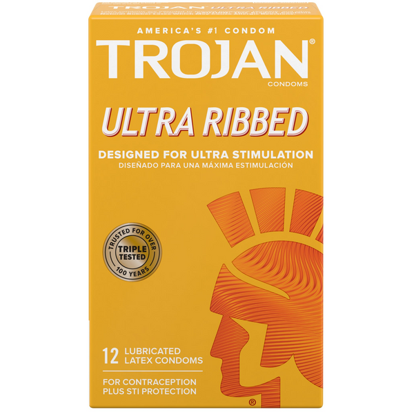Stimulations Ultra Ribbed Lubricated Condoms - 12 Pack