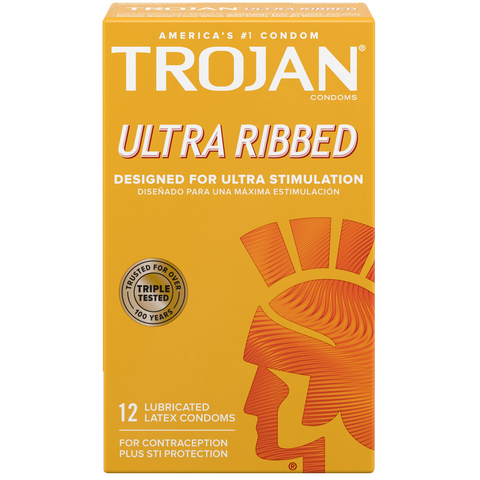Stimulations Ultra Ribbed Lubricated Condoms - 12 Pack