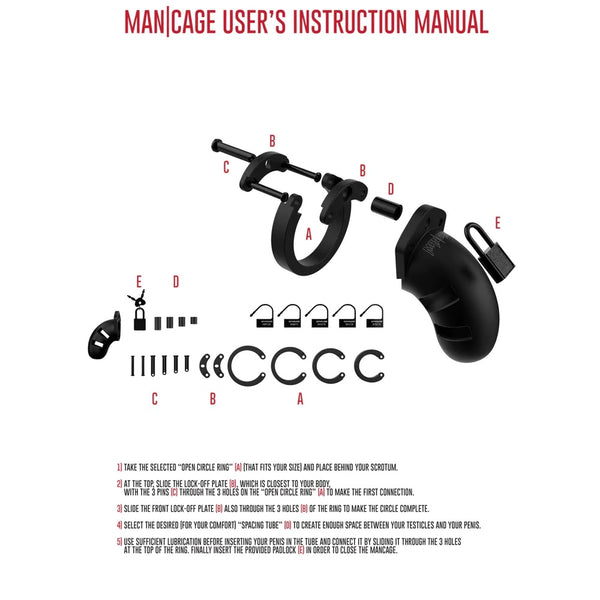 MANCAGE 3.5" Model 20 Chastity Cock Cage - Black