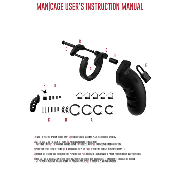 MANCAGE 4.5" Model 21 Chastity Cock Cage - Black
