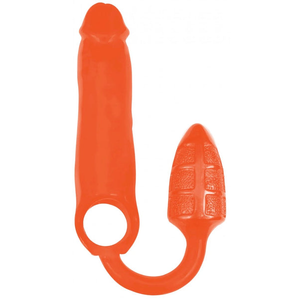 Rooster XXXPander Sheath with Double Textured Plug - Orange