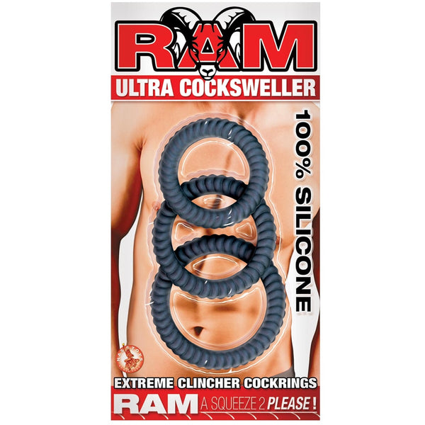Ram Ultra Cocksweller Silicone Cockrings - Black