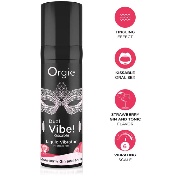 Dual Vibe! Kissable Liquid Vibrator - Strawberry Gin & Tonic 15ml