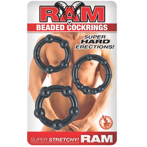 Ram Beaded Cockrings - Black