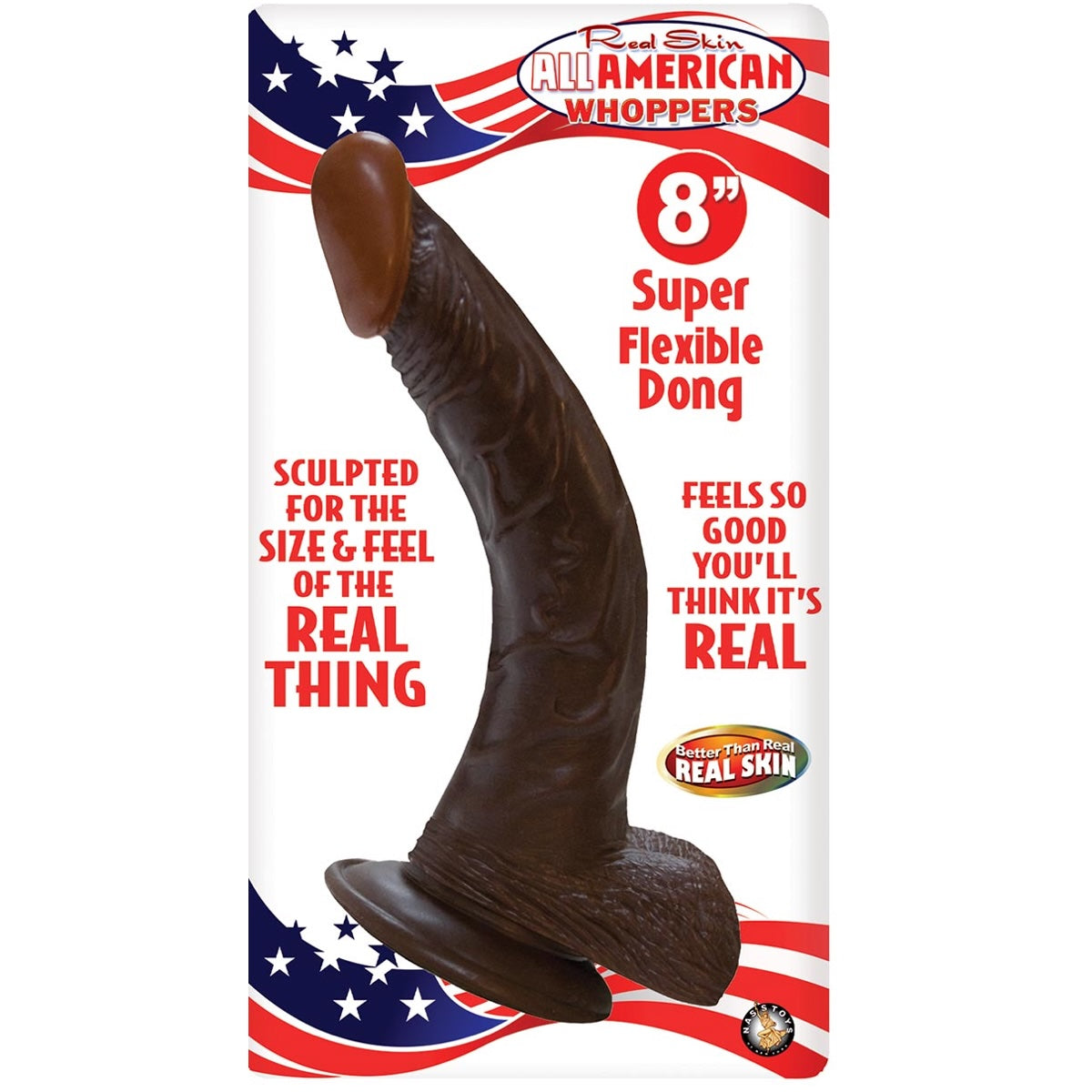 All American Whoppers Real Skin 8" Dong with Balls Dong - Afro