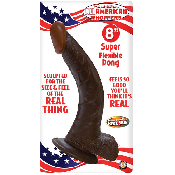 All American Whoppers Real Skin 8" Dong with Balls Dong - Afro