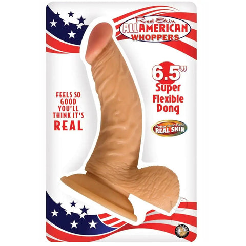 All American Whoppers Real Skin 6.5" Dong with Balls Dong - Light