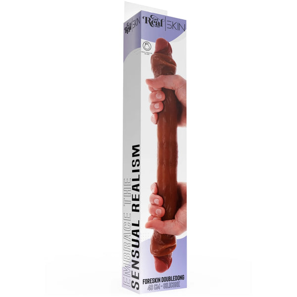 GET REAL Foreskin Double Dong Silicone Dildo - 18.1"