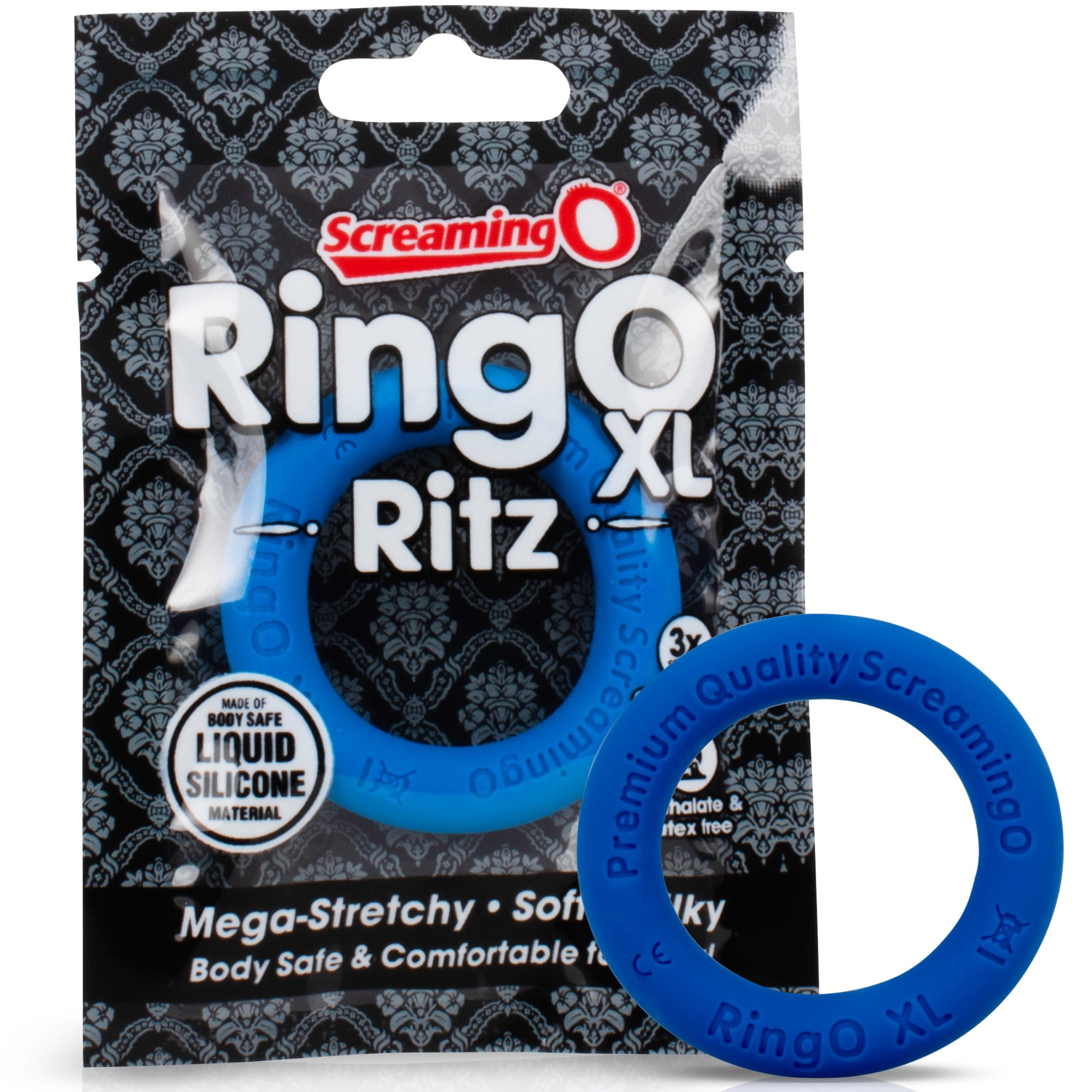RingO Ritz XL Liquid Silicone Cock Ring - Blue