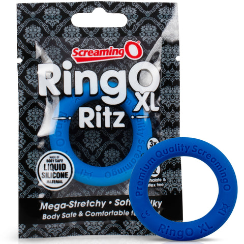 RingO Ritz XL Liquid Silicone Cock Ring - Blue