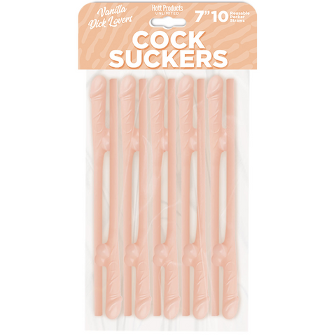 Cock Suckers Vanilla Dick Lover Reusable Straws - 10 Pack