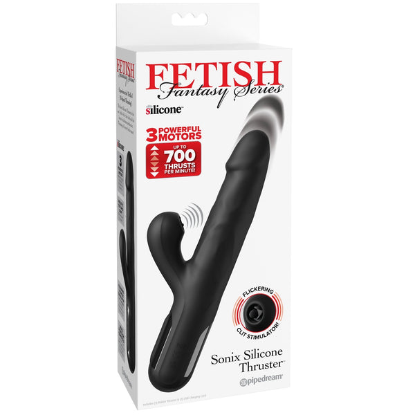 Fetish Fantasy Series Sonix Silicone Thruster Rechargeable Vibrator with Flickering Clit Stimulator