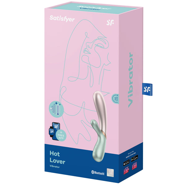 Hot Lover Connect App Vibration + Heat Rabbit Vibrator - Mint-Pink