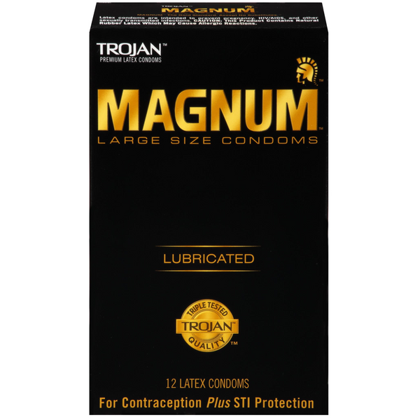 Magnum Large Size Lubricated Condoms - 12 Pack