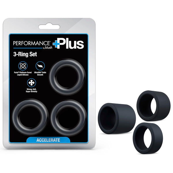 Performance Plus Accelerate Platinum-Cured Silicone 3 Cock Ring Set