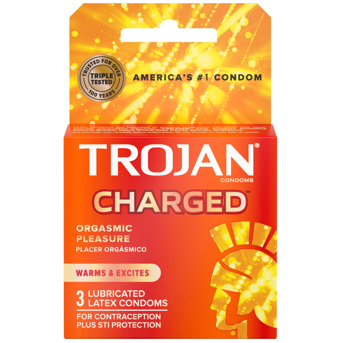 Charged Orgasmic Pleasure Warms & Excites Lubricated Condoms - 3 Pack