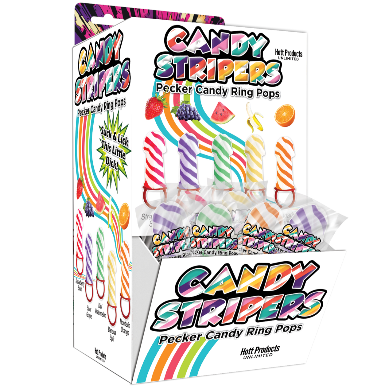 Candy Stripers Pecker Ring Pops  - 36 Packs