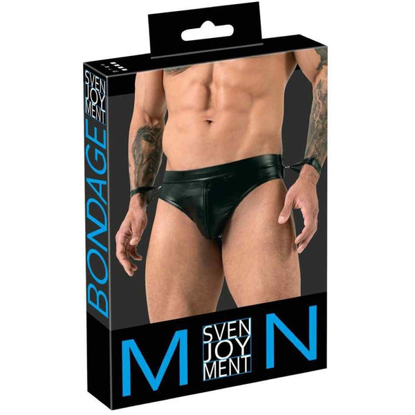 Svenjoyment Men's Open Back Jock Brief With Handcuffs (4 Sizes Available) - Extreme Toyz Singapore - https://extremetoyz.com.sg - Sex Toys and Lingerie Online Store - Bondage Gear / Vibrators / Electrosex Toys / Wireless Remote Control Vibes / Sexy Lingerie and Role Play / BDSM / Dungeon Furnitures / Dildos and Strap Ons  / Anal and Prostate Massagers / Anal Douche and Cleaning Aide / Delay Sprays and Gels / Lubricants and more...