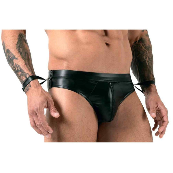 Svenjoyment Men's Open Back Jock Brief With Handcuffs (4 Sizes Available) - Extreme Toyz Singapore - https://extremetoyz.com.sg - Sex Toys and Lingerie Online Store - Bondage Gear / Vibrators / Electrosex Toys / Wireless Remote Control Vibes / Sexy Lingerie and Role Play / BDSM / Dungeon Furnitures / Dildos and Strap Ons  / Anal and Prostate Massagers / Anal Douche and Cleaning Aide / Delay Sprays and Gels / Lubricants and more...