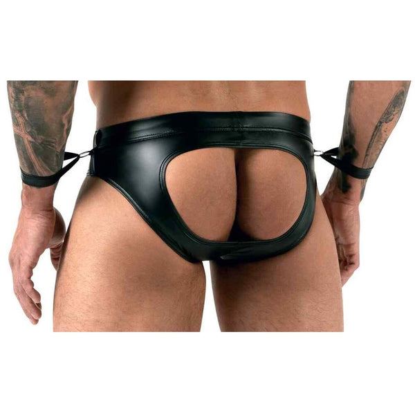 Svenjoyment Men's Open Back Jock Brief With Handcuffs (4 Sizes Available) - Extreme Toyz Singapore - https://extremetoyz.com.sg - Sex Toys and Lingerie Online Store - Bondage Gear / Vibrators / Electrosex Toys / Wireless Remote Control Vibes / Sexy Lingerie and Role Play / BDSM / Dungeon Furnitures / Dildos and Strap Ons  / Anal and Prostate Massagers / Anal Douche and Cleaning Aide / Delay Sprays and Gels / Lubricants and more...