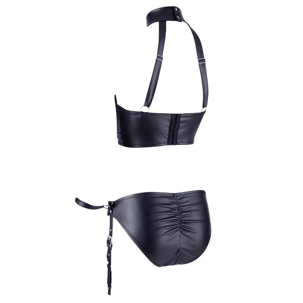 Cottelli Collection Bondage Open Bra And Briefs With Handcuffs Suspender Set (4 Sizes Available) - Extreme Toyz Singapore - https://extremetoyz.com.sg - Sex Toys and Lingerie Online Store