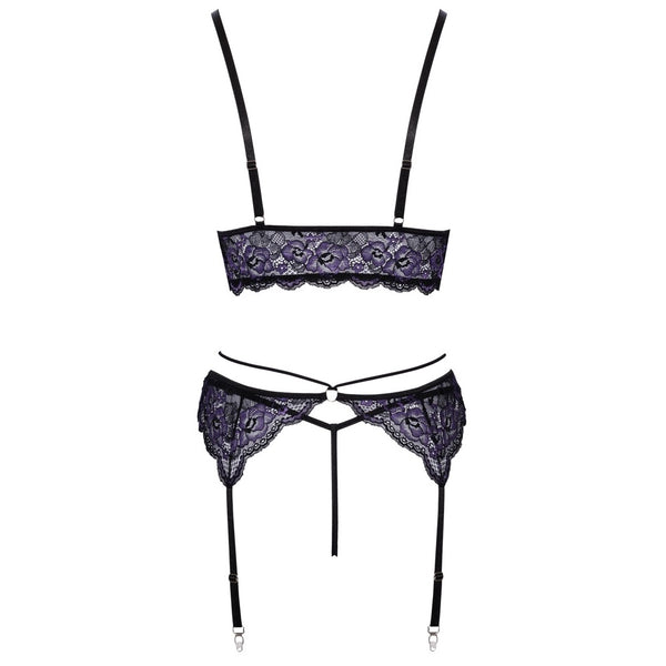 Cottelli Collection Lilac and Black Lace Suspender Set (4 Sizes Available) - Extreme Toyz Singapore - https://extremetoyz.com.sg - Sex Toys and Lingerie Online Store - Bondage Gear / Vibrators / Electrosex Toys / Wireless Remote Control Vibes / Sexy Lingerie and Role Play / BDSM / Dungeon Furnitures / Dildos and Strap Ons  / Anal and Prostate Massagers / Anal Douche and Cleaning Aide / Delay Sprays and Gels / Lubricants and more...