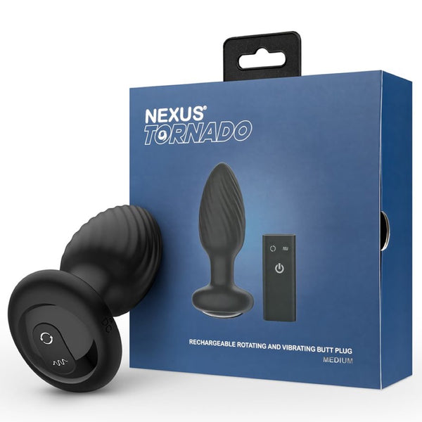 Tornado Remote Control Rechargeable Rotating & Vibrating Butt Plug - Medium
