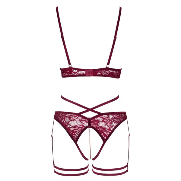 Open Red Lace Set
