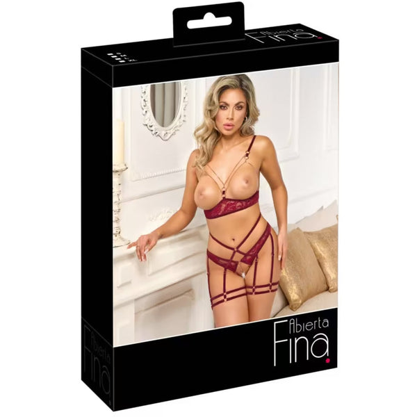 Open Red Lace Set