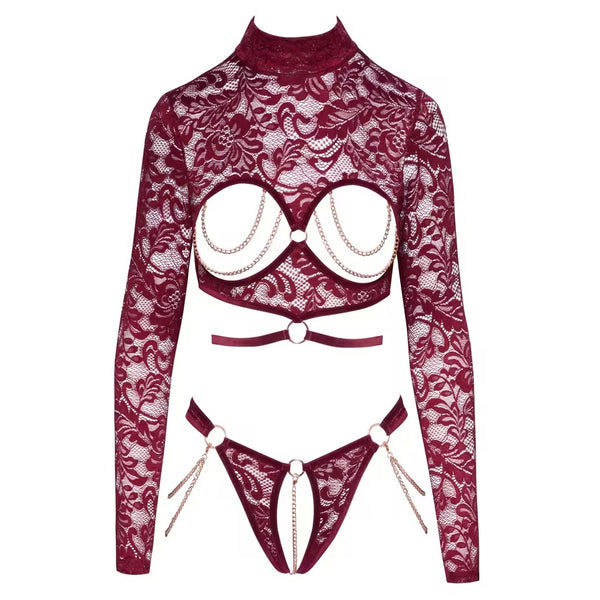 Open Red Lace Body