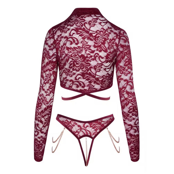 Open Red Lace Body