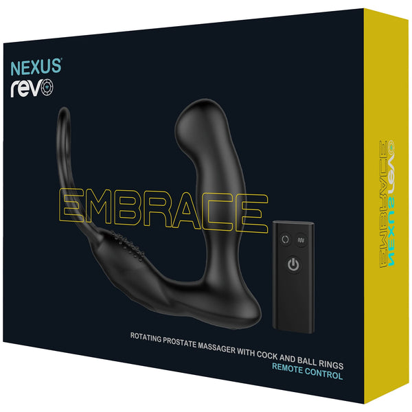 Revo Embrace Remote Control Rechargeable Rotating Prostate Massager with Cock & Ball Rings