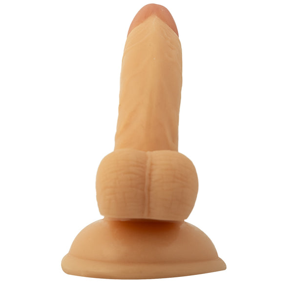 All American Mini Whoppers Real Skin 4" Curved Dong with Balls - Light