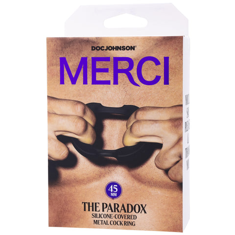 Doc Johnson Merci The Paradox Silicone-Covered Metal Cock Ring - 45mm - Extreme Toyz Singapore - https://extremetoyz.com.sg - Sex Toys and Lingerie Online Store - Bondage Gear / Vibrators / Electrosex Toys / Wireless Remote Control Vibes / Sexy Lingerie and Role Play / BDSM / Dungeon Furnitures / Dildos and Strap Ons &nbsp;/ Anal and Prostate Massagers / Anal Douche and Cleaning Aide / Delay Sprays and Gels / Lubricants and more...