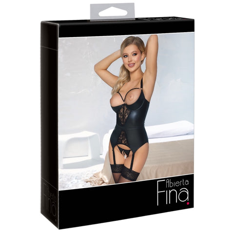 Albierta Fina Open Cup Suspender Basque Set (3 Sizes Available) - Extreme Toyz Singapore - https://extremetoyz.com.sg - Sex Toys and Lingerie Online Store - Bondage Gear / Vibrators / Electrosex Toys / Wireless Remote Control Vibes / Sexy Lingerie and Role Play / BDSM / Dungeon Furnitures / Dildos and Strap Ons / Anal and Prostate Massagers / Anal Douche and Cleaning Aide / Delay Sprays and Gels / Lubricants and more...