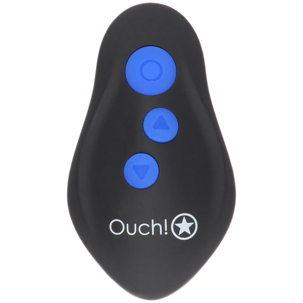 Ouch! Remote Controlled E-Stim & Vibrating Butt Plug with Cock Ring