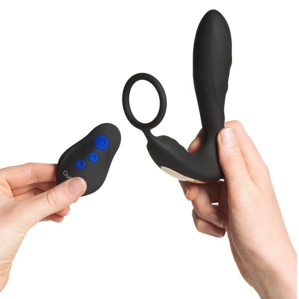 Ouch! Remote Controlled E-Stim & Vibrating Butt Plug with Cock Ring