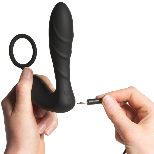 Ouch! Remote Controlled E-Stim & Vibrating Butt Plug with Cock Ring