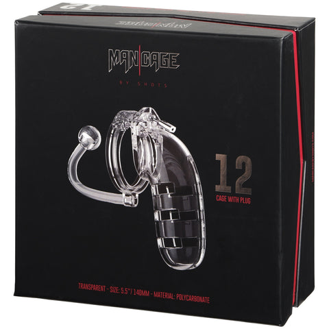 MANCAGE 5.5" Model 12 Chastity Cock Cage with Plug - Clear