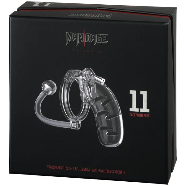 MANCAGE 4.5" Model 11 Chastity Cock Cage with Plug - Clear