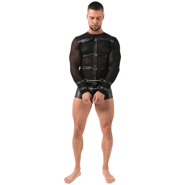 Men's Long Sleeved Top With Harness And Restraints