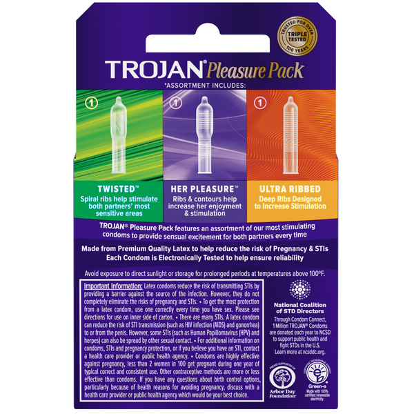 Pleasure Pack Lubricated Condoms - 3 Pack