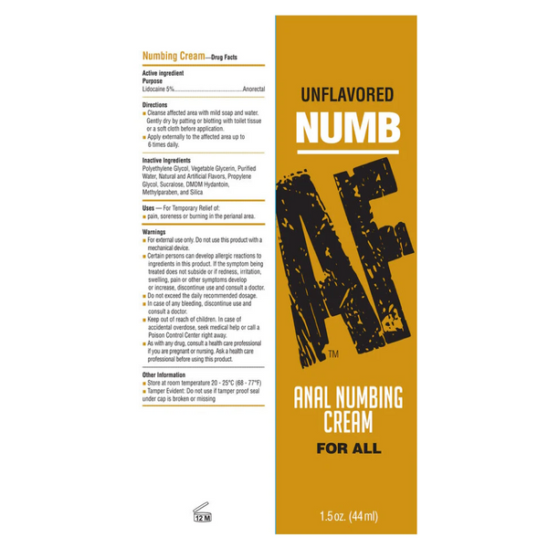Numb AF Unflavored Anal Numbing Cream - 1.5 oz.