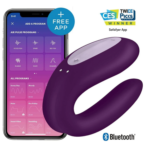 Double Joy Connect App Partner Vibrator - Violet