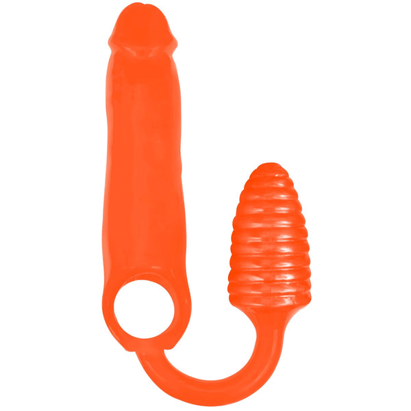 Rooster XXXPander Sheath with Ribbed Plug - Orange