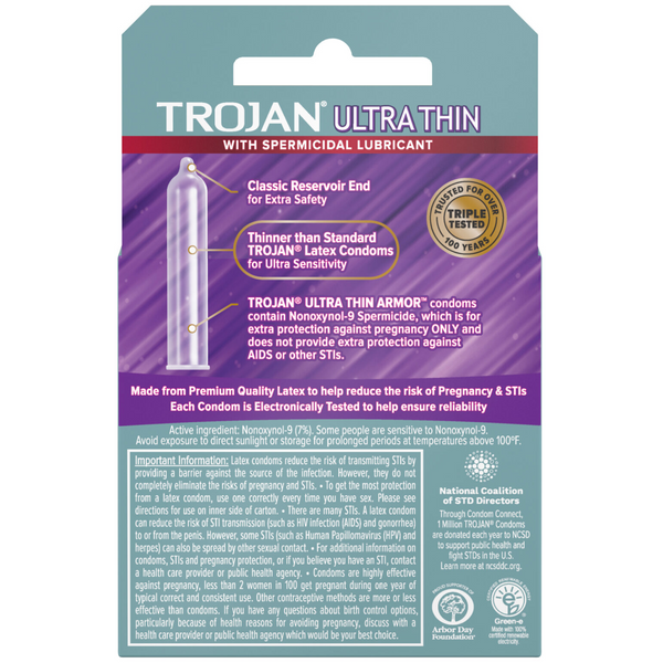 Ultra Thin Armor Spermicidal Lubricated Condoms - 3 Pack