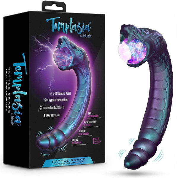 Temptasia Rattle Snake Rechargeable Dual Ended Vibrator with Mystical Plasma Globe