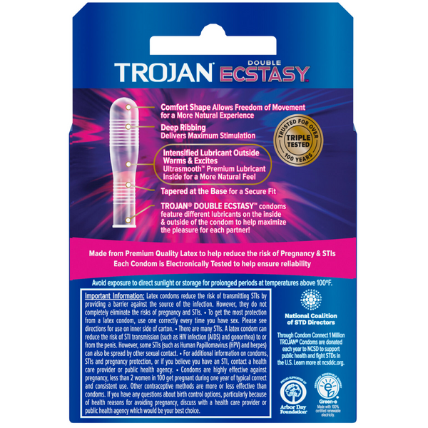 Double Ecstasy Ultrasmooth & Intensified Lubricated Condoms - 3 Pack