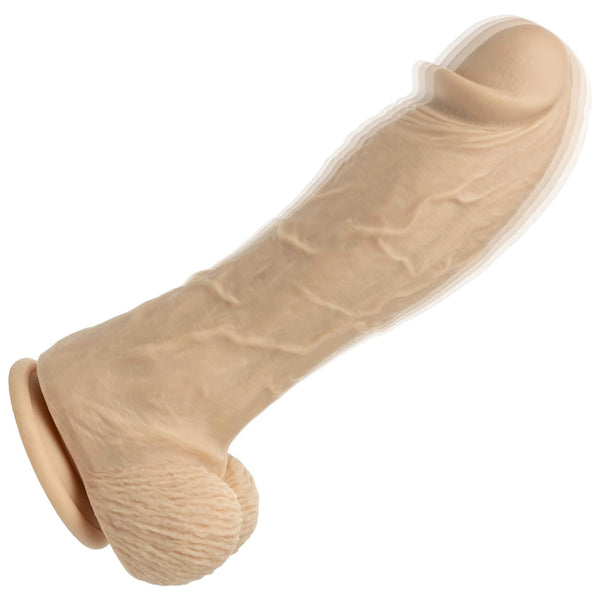 7.5" Big Dick Energy Rechargeable Vibrating Liquid Silicone Studs Dildo - Ivory