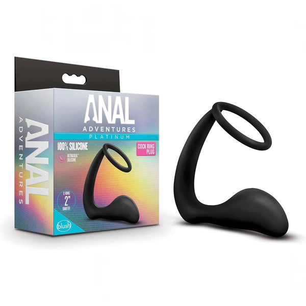 Anal Adventures Platinum Silicone Cock Ring Plug